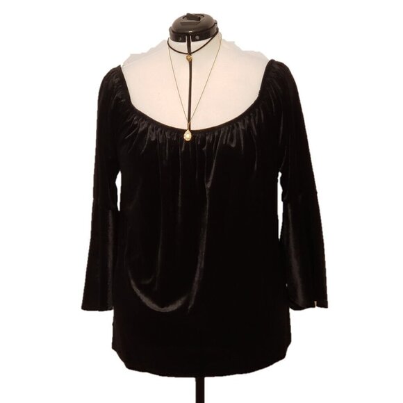 Soulmates Tops - Soulmates Black Velvet Witchy Bell Sleeve Top, w/Choker and Necklace, Size 1X